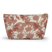 Floral Plaid Accessory Pouch w T-bottom in Red